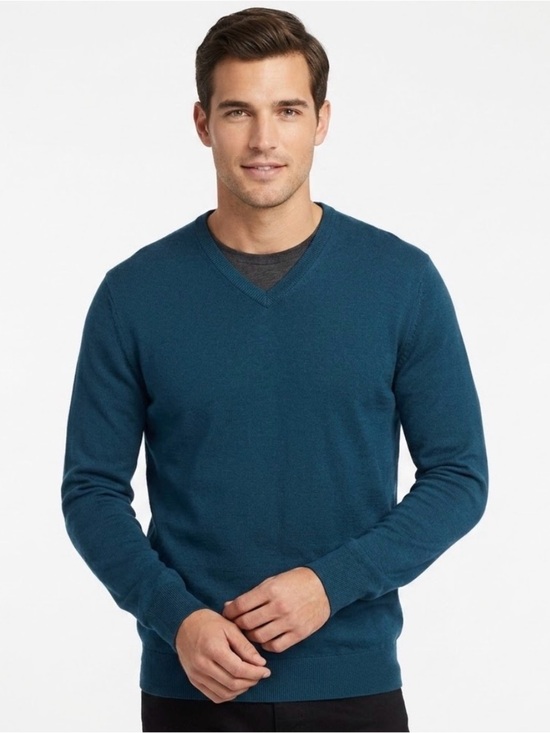 Calvin Klein Other - Calvin Klein 100% Extra Fine Merino Wool Men's V-Neck Sweater, Dark Blue Size L